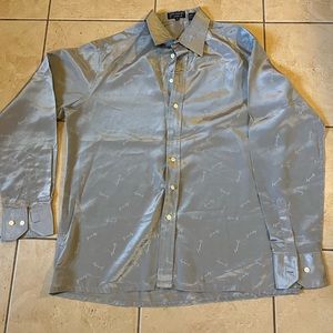 VINTAGE MENS GIVENCHY SHINY BEAUTIFUL SILVER/GRAY SHIRT BEAYTIFUL SIZE medium